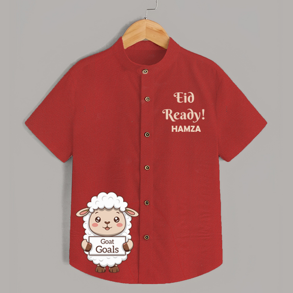 Eid ready Personalized Kids Shirt - RED - 0 - 6 Months Old (Chest 23")
