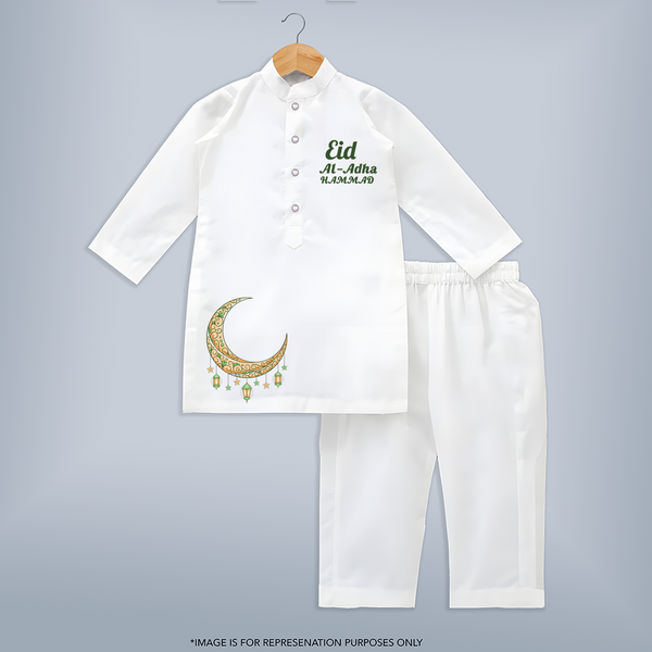 Eid Al adha Personalized Kids Kurta - WHITE - 3 - 6 Months Old (Chest 24", Kurta Length 14'', Waist 19", Pant Length 14")