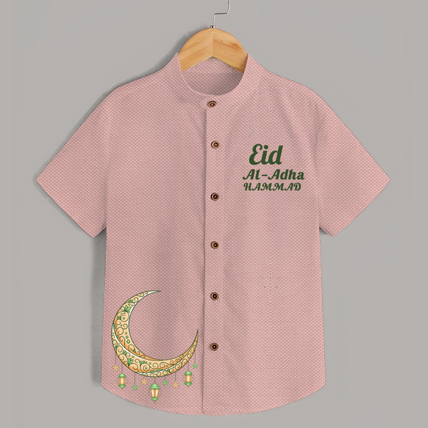 Eid Al adha Personalized Kids Shirt - PEACH - 0 - 6 Months Old (Chest 23")