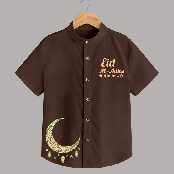Eid Al adha Personalized Kids Shirt - CHOCOLATE BROWN - 0 - 6 Months Old (Chest 23")