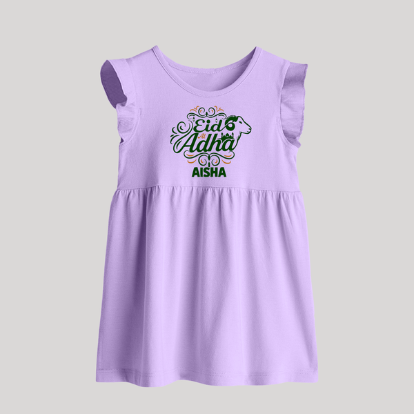 Personalized Eid Al Adha Baby Baby Frock with Goat Illustration - LILAC - 0 - 3 Months Old (Chest 17")