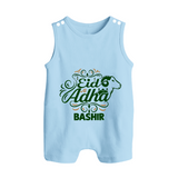 Personalized Eid Al Adha Baby Button Romper with Goat Illustration - BABY BLUE - New Born (Chest 18")