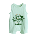 Personalized Eid Al Adha Baby Button Romper with Goat Illustration - MINT GREEN - New Born (Chest 18")
