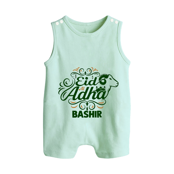 Personalized Eid Al Adha Baby Button Romper with Goat Illustration - MINT GREEN - New Born (Chest 18")