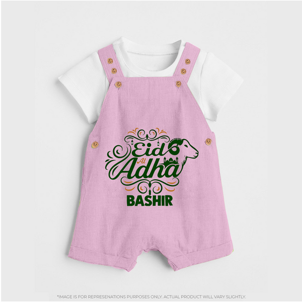 Personalized Eid Al Adha Baby dungaree with Goat Illustration - BABY PINK - 0 - 5 Months Old (Chest 18")