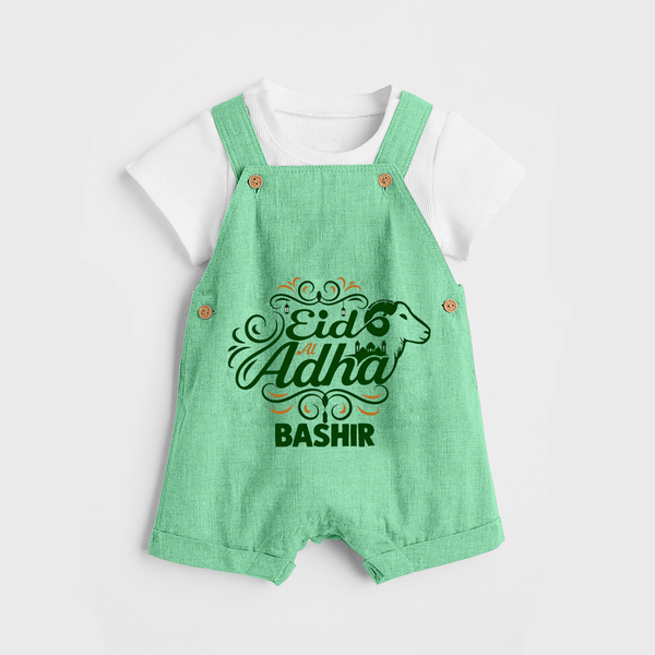 Personalized Eid Al Adha Baby dungaree with Goat Illustration - GREEN - 0 - 5 Months Old (Chest 18")