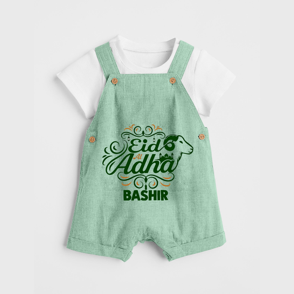 Personalized Eid Al Adha Baby dungaree with Goat Illustration - MINT GREEN - 0 - 5 Months Old (Chest 18")