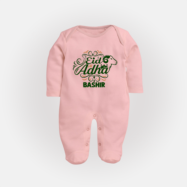Personalized Eid Al Adha Baby Full Body Suit with Goat Illustration - BABY PINK - New Born (Chest 7.5")