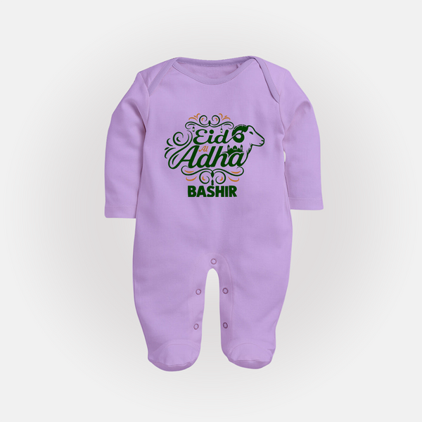 Personalized Eid Al Adha Baby Full Body Suit with Goat Illustration - LILAC - New Born (Chest 7.5")