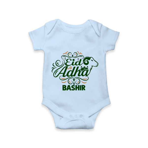 Personalized Eid Al Adha Baby Romper with Goat Illustration - BABY BLUE - New Born (Chest 14")