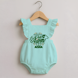 Personalized Eid Al Adha Baby Romper Frock with Goat Illustration - MINT GREEN - 0 - 3 Months Old (Chest 19")