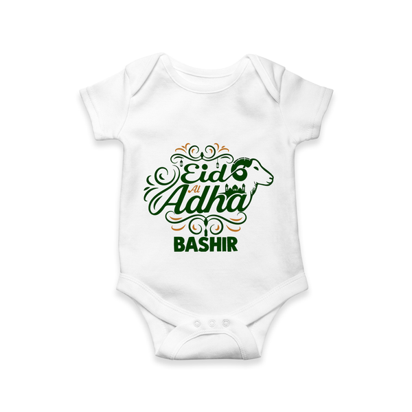 Personalized Eid Al Adha Baby Romper with Goat Illustration - WHITE - New Born (Chest 14")