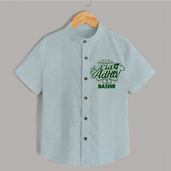 Personalized Eid Al Adha Baby Shirt with Goat Illustration - ARCTIC BLUE - 0 - 6 Months Old (Chest 23")