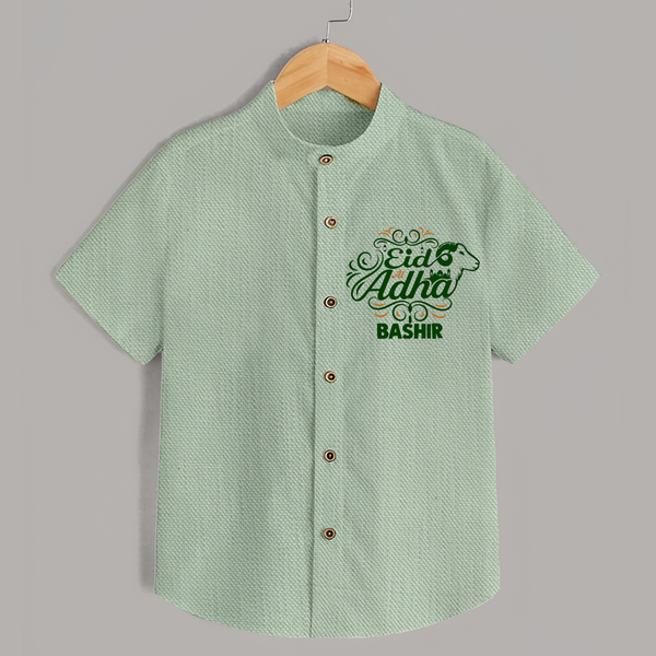 Personalized Eid Al Adha Baby Shirt with Goat Illustration - MINT GREEN - 0 - 6 Months Old (Chest 23")
