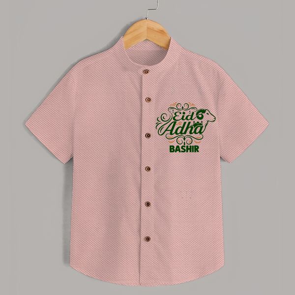 Personalized Eid Al Adha Baby Shirt with Goat Illustration - PEACH - 0 - 6 Months Old (Chest 23")