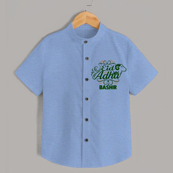 Personalized Eid Al Adha Baby Shirt with Goat Illustration - SKY BLUE - 0 - 6 Months Old (Chest 23")