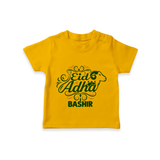 Personalized Eid Al Adha Baby Tshirt with Goat Illustration - CHROME YELLOW - 0-5 Months Old (Chest 17")