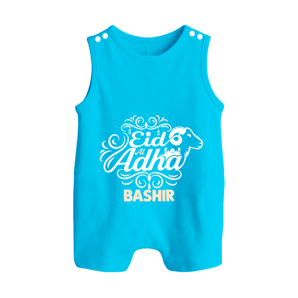 Personalized Eid Al Adha Baby Button Romper with Goat Illustration - SKY BLUE - New Born (Chest 18")