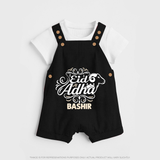 Personalized Eid Al Adha Baby dungaree with Goat Illustration - BLACK - 0 - 5 Months Old (Chest 18")