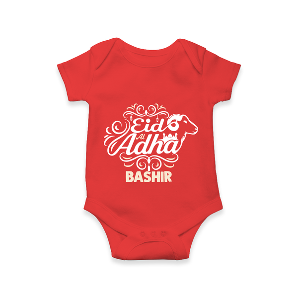 Personalized Eid Al Adha Baby Romper with Goat Illustration - RED - New Born (Chest 14")