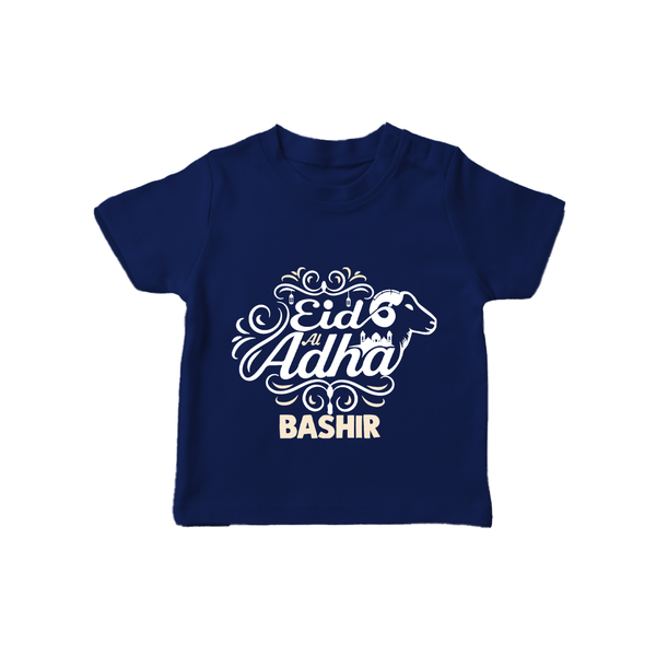 Personalized Eid Al Adha Baby Tshirt with Goat Illustration - NAVY BLUE - 0-5 Months Old (Chest 17")