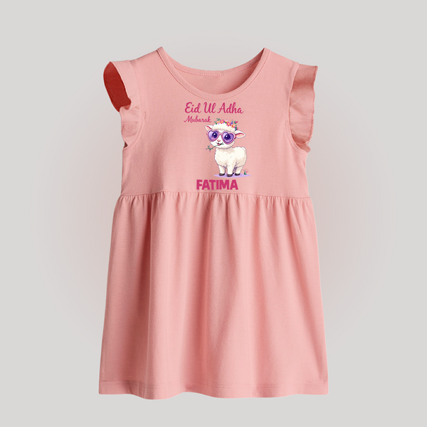 Eid Ul Adha Mubarak Cute Lamb Personalized Baby Baby Frock - BABY PINK - 0 - 3 Months Old (Chest 17")