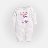 Eid Ul Adha Mubarak Cute Lamb Personalized Baby Full Body Suit - WHITE - New Born (Chest 7.5")