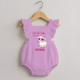 Eid Ul Adha Mubarak Cute Lamb Personalized Baby Romper Frock - BABY PINK - 0 - 3 Months Old (Chest 19")