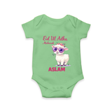Eid Ul Adha Mubarak Cute Lamb Personalized Baby Romper - GREEN - New Born (Chest 14")