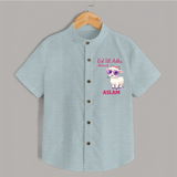 Eid Ul Adha Mubarak Cute Lamb Personalized Baby Shirt - ARCTIC BLUE - 0 - 6 Months Old (Chest 23")