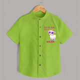 Eid Ul Adha Mubarak Cute Lamb Personalized Baby Shirt - LIME GREEN - 0 - 6 Months Old (Chest 23")