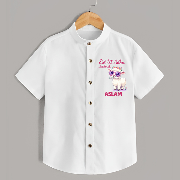 Eid Ul Adha Mubarak Cute Lamb Personalized Baby Shirt - WHITE - 0 - 6 Months Old (Chest 23")