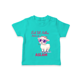 Eid Ul Adha Mubarak Cute Lamb Personalized Baby Tshirt - TEAL - 0-5 Months Old (Chest 17")