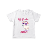 Eid Ul Adha Mubarak Cute Lamb Personalized Baby Tshirt - WHITE - 0-5 Months Old (Chest 17")
