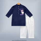Eid Ul Adha Mubarak Cute Lamb Personalized Baby Kurta set - NAVY BLUE - 3 - 6 Months Old (Chest 24", Kurta Length 14'', Waist 19", Pant Length 14")