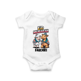 Eid Mubarak Sheep & Camel Personalized Baby Romper - WHITE - New Born (Chest 14")