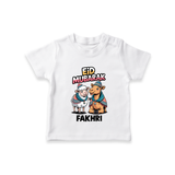 Eid Mubarak Sheep & Camel Personalized Baby Tshirt - WHITE - 0-5 Months Old (Chest 17")