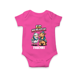 Eid Mubarak Sheep & Camel Personalized Baby Romper - HOT PINK - New Born (Chest 14")