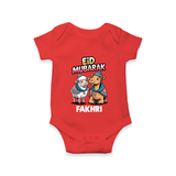 Eid Mubarak Sheep & Camel Personalized Baby Romper - RED - New Born (Chest 14")
