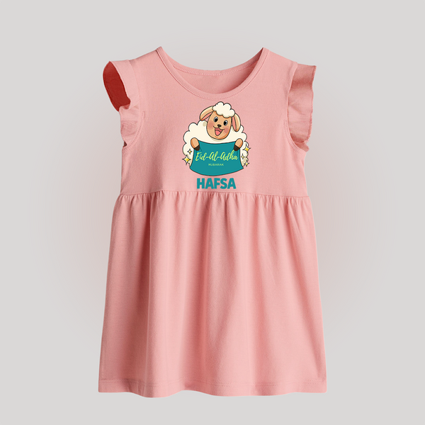 Eid Al Adha Cute Sheep Personalized Baby Baby Frock - BABY PINK - 0 - 3 Months Old (Chest 17")