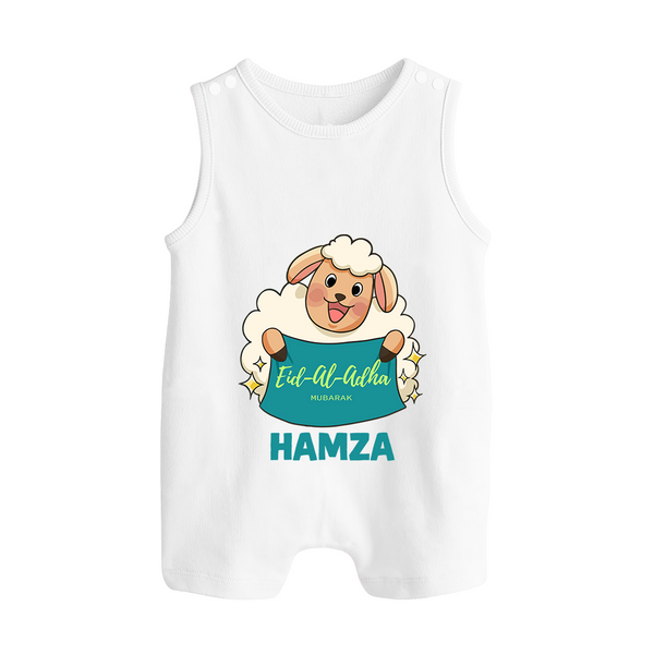 Eid Al Adha Cute Sheep Personalized Baby Button Romper - WHITE - New Born (Chest 18")