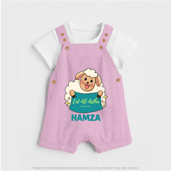 Eid Al Adha Cute Sheep Personalized Baby dungaree - BABY PINK - 0 - 5 Months Old (Chest 18")