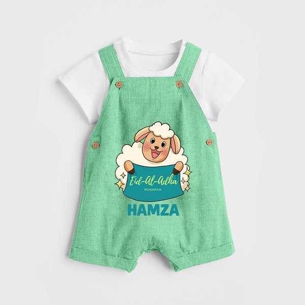 Eid Al Adha Cute Sheep Personalized Baby dungaree - GREEN - 0 - 5 Months Old (Chest 18")
