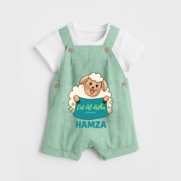 Eid Al Adha Cute Sheep Personalized Baby dungaree - MINT GREEN - 0 - 5 Months Old (Chest 18")