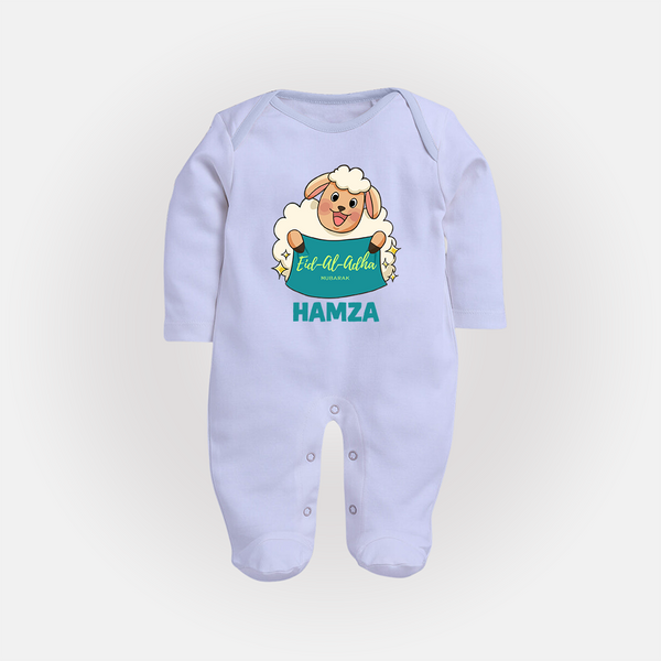 Eid Al Adha Cute Sheep Personalized Baby Full Body Suit - BABY BLUE - New Born (Chest 7.5")