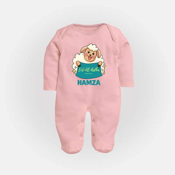 Eid Al Adha Cute Sheep Personalized Baby Full Body Suit - BABY PINK - New Born (Chest 7.5")