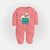 Eid Al Adha Cute Sheep Personalized Baby Full Body Suit - PEACH - New Born (Chest 7.5")