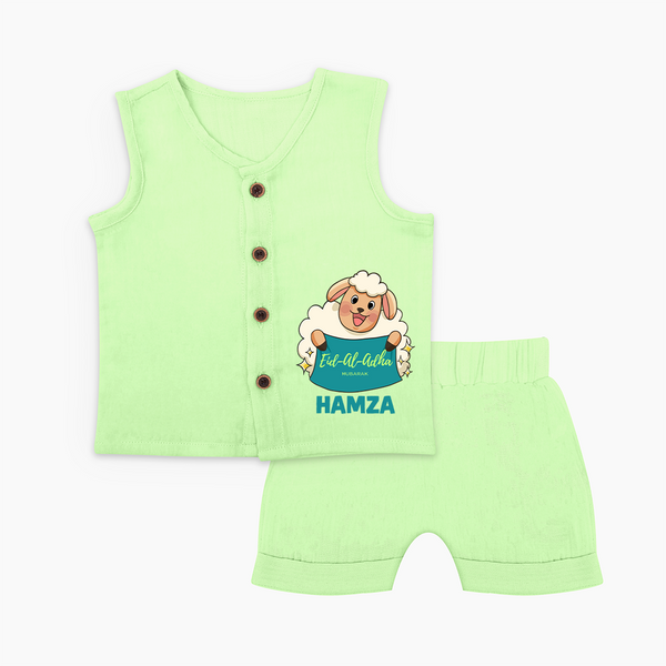 Eid Al Adha Cute Sheep Personalized Baby jabla - PASTEL GREEN - 0 - 3 Months Old (Chest 9.8")