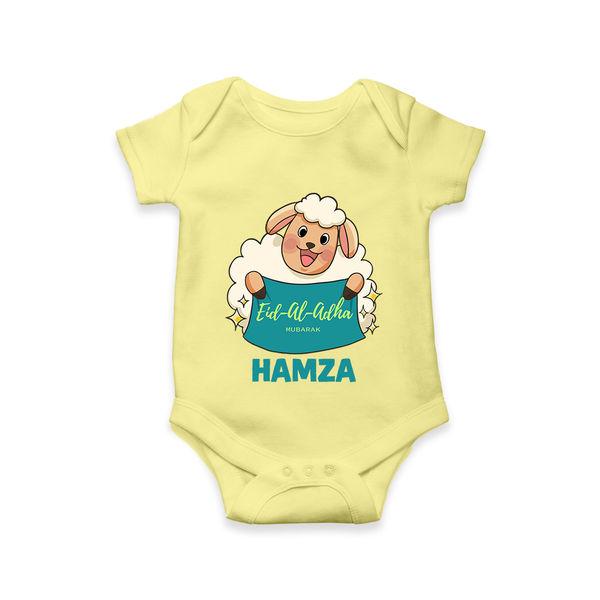 Eid Al Adha Cute Sheep Personalized Baby Romper - PASTEL YELLOW - New Born (Chest 14")