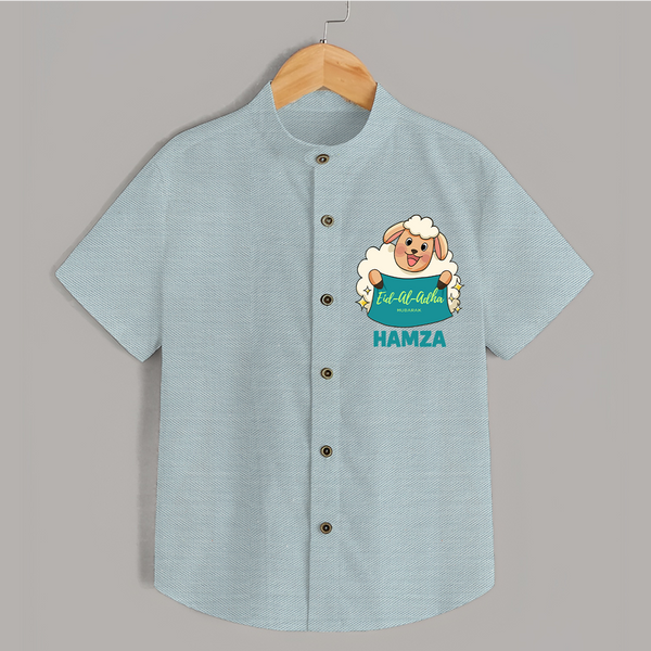 Eid Al Adha Cute Sheep Personalized Baby Shirt - ARCTIC BLUE - 0 - 6 Months Old (Chest 23")